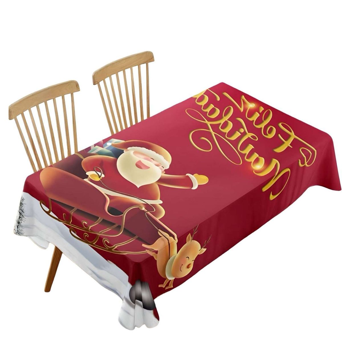GENERICO - MANTEL DE NAVIDAD ANTIMANCHAS TRINEO Y SANTA
