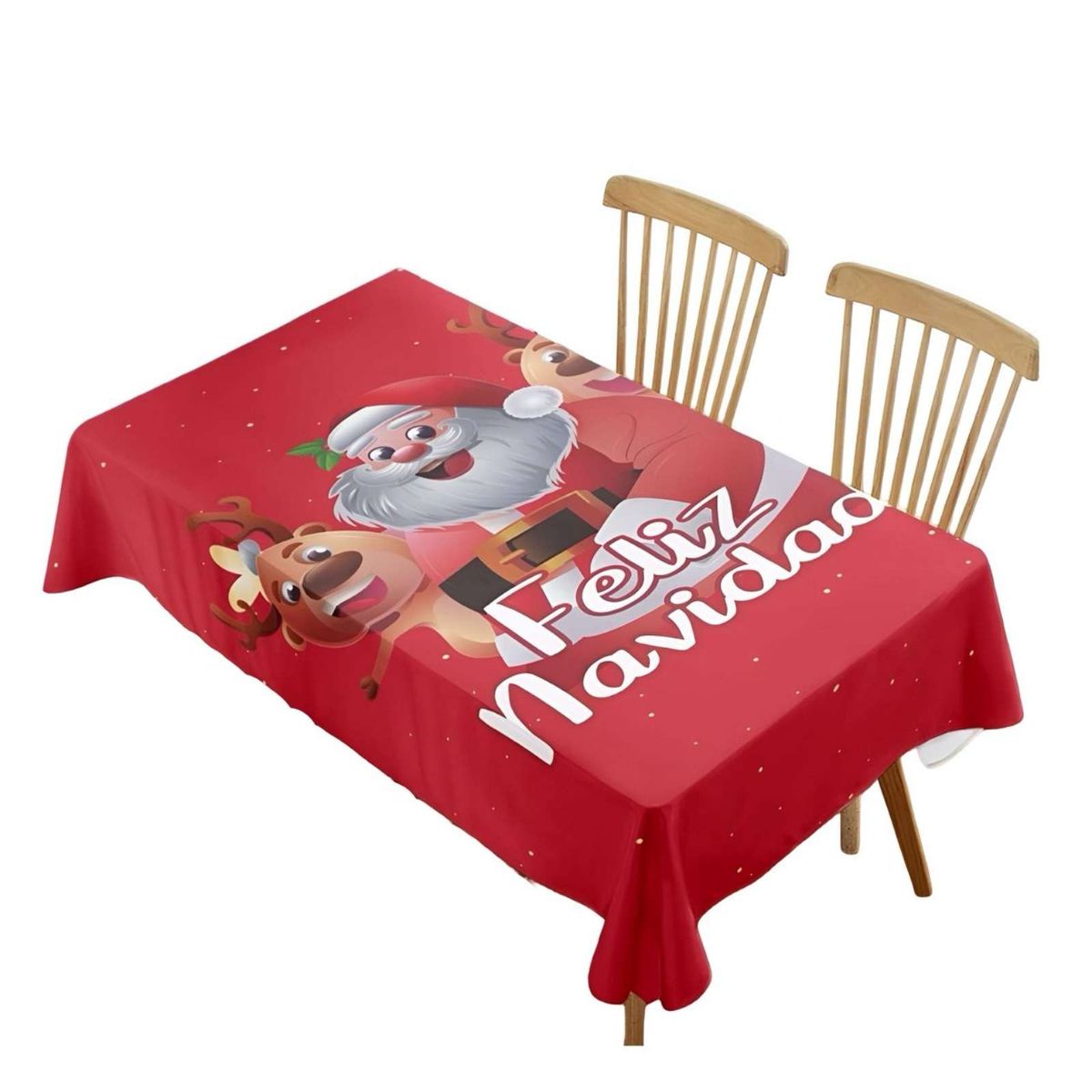 GENERICO - MANTEL DE NAVIDAD ANTIMANCHAS SANTA Y ALCE