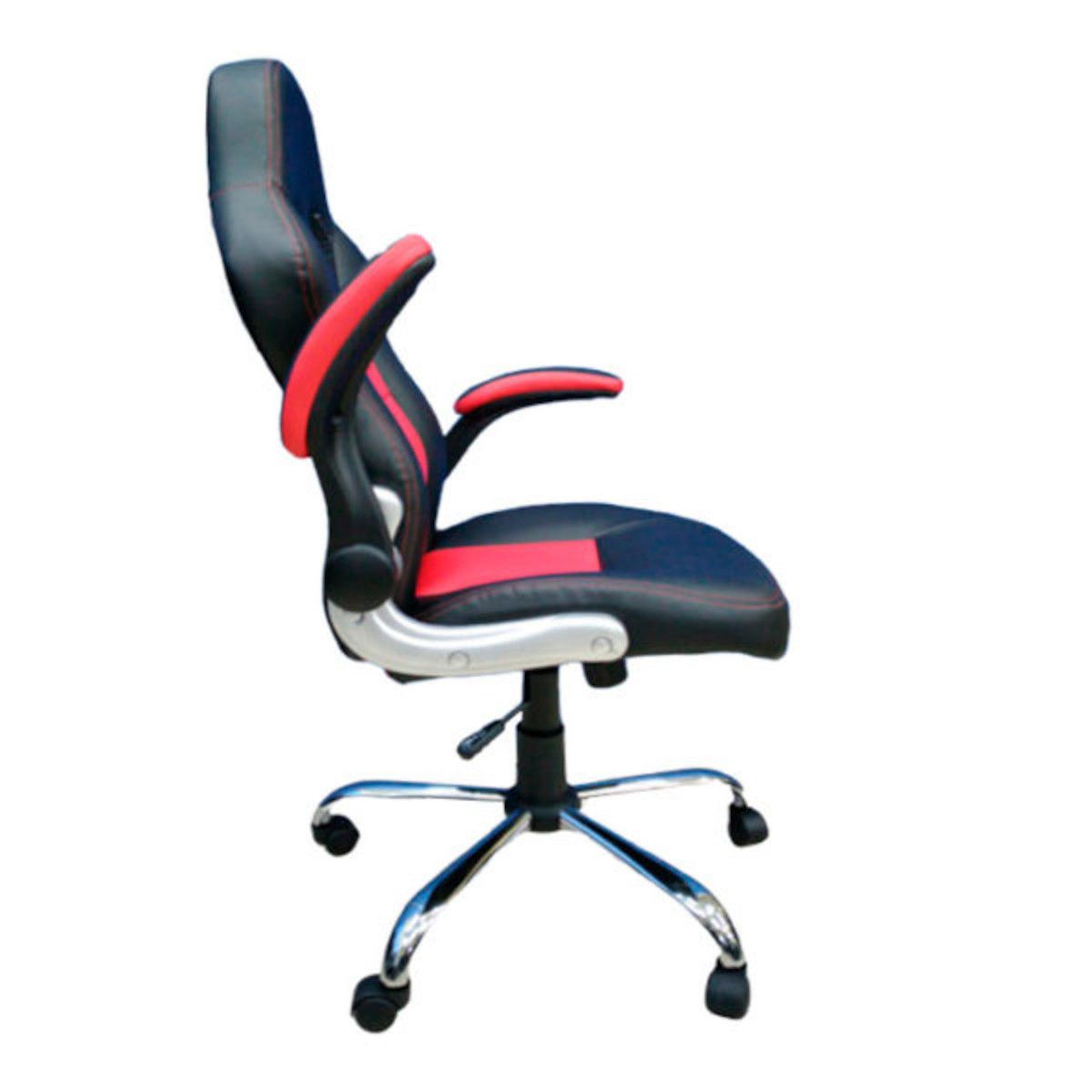 AGUILA - Silla Gamer Spectre de Cuero Sintético con Curva lumbar y Mecedora - Negro y Rojo