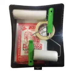 LIZCAL - Kit 2 rodillos 18 - 12 cm fibra + cinta + plástico