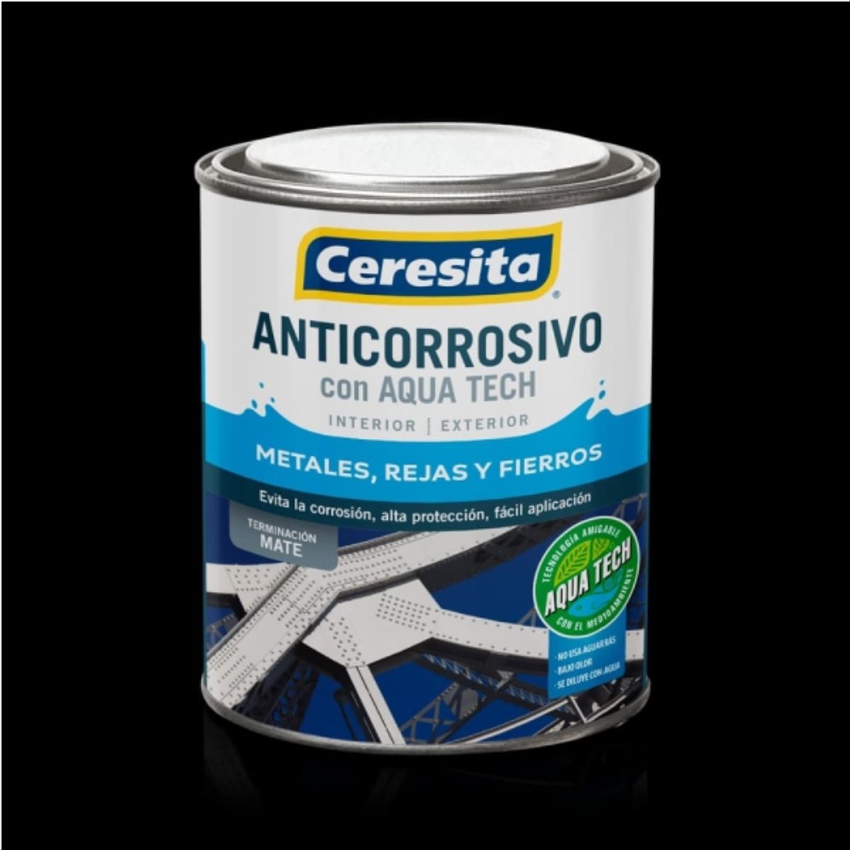 CERESITA - Anticorrosivo Aqua Tech negro 1/4 gal