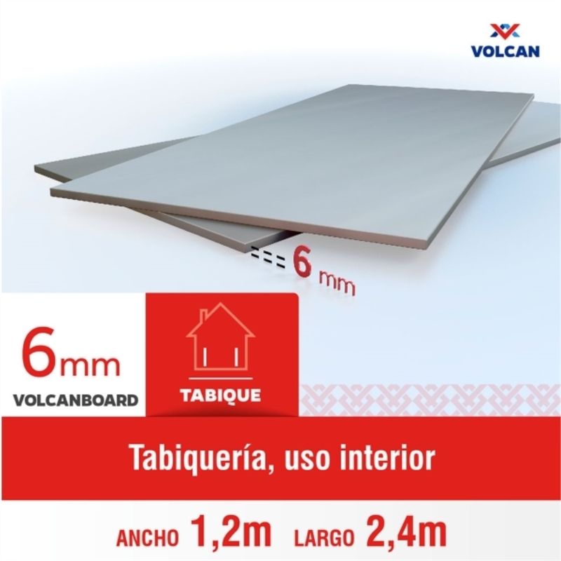 VOLCAN - Plancha lisa volcanboard 6.0mm 1,20x2,40 ml