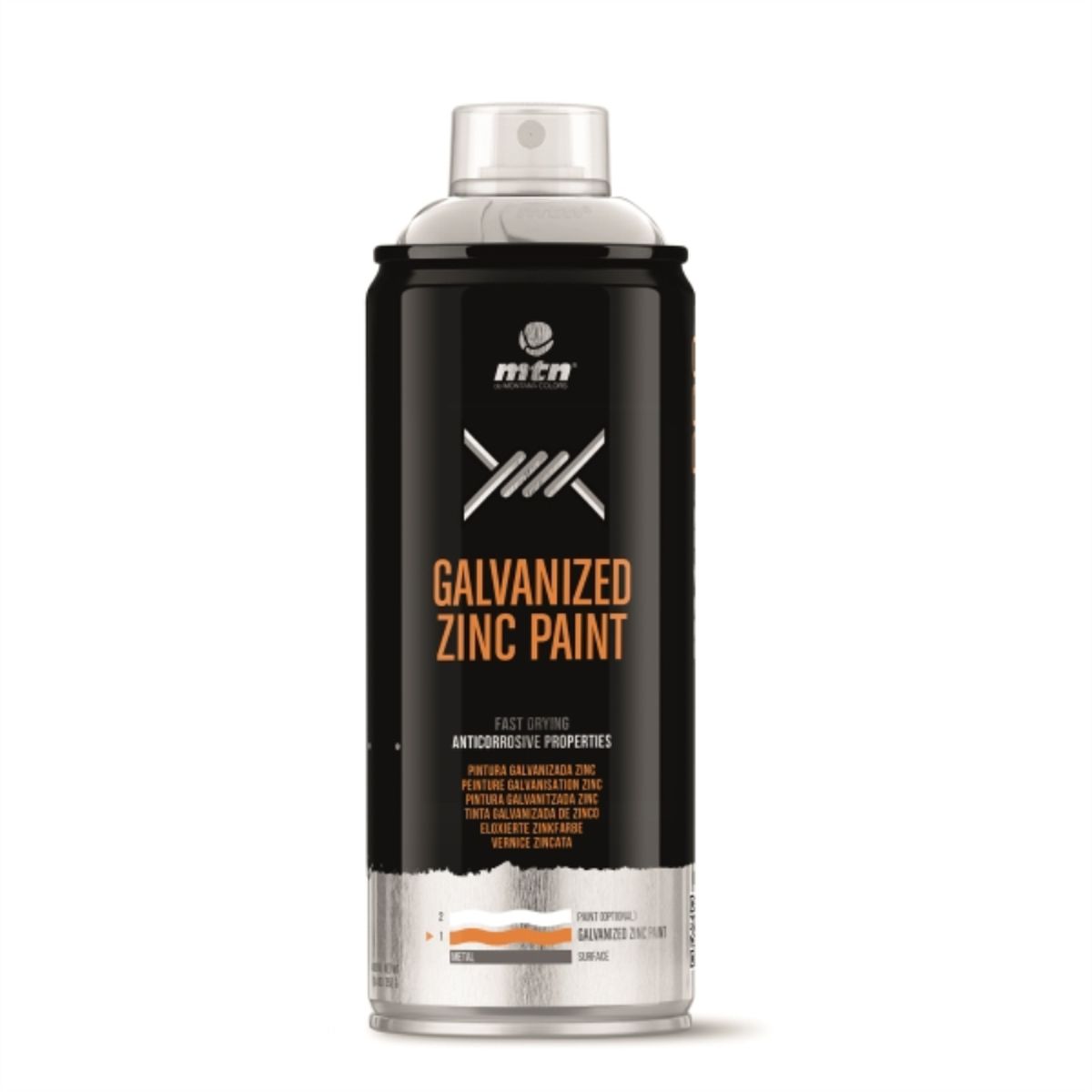 MONTANA - Pintura en spray Pro plata galvanizada 400 ml