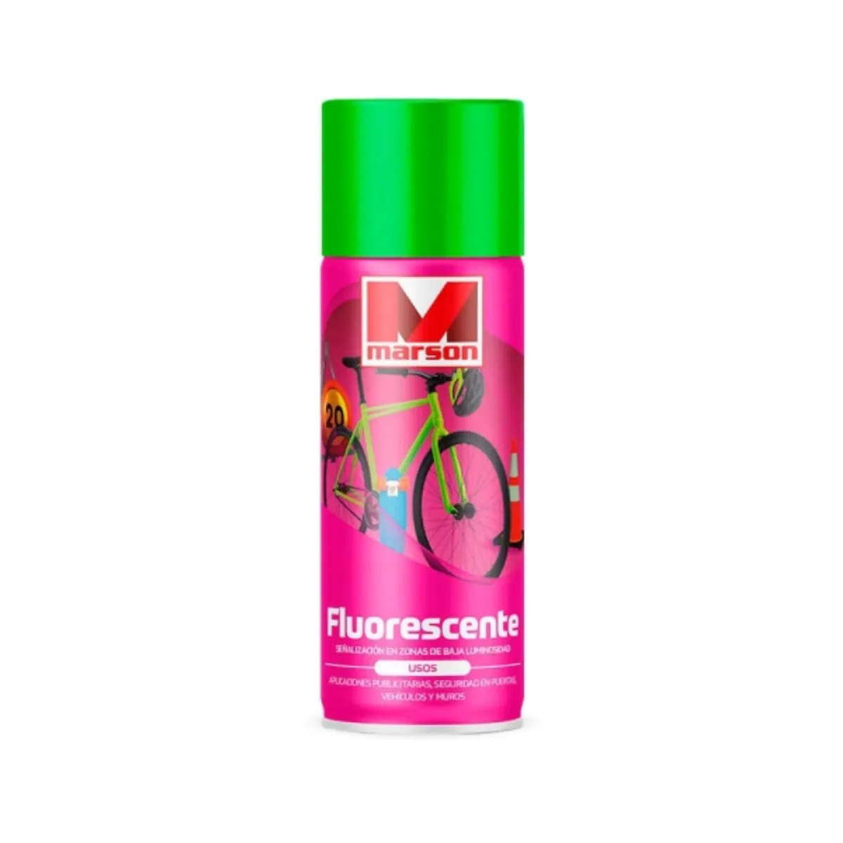 MARSON - Pintura en spray fluorescente verde 485 ml