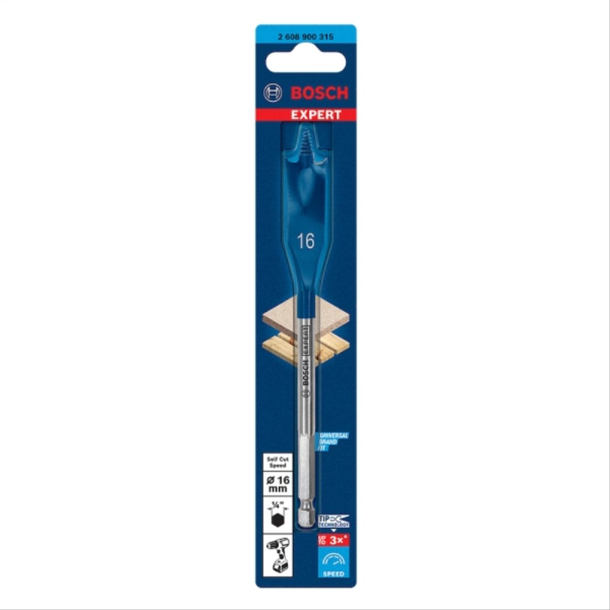 BOSCH - Broca plana para madera 16x152mm