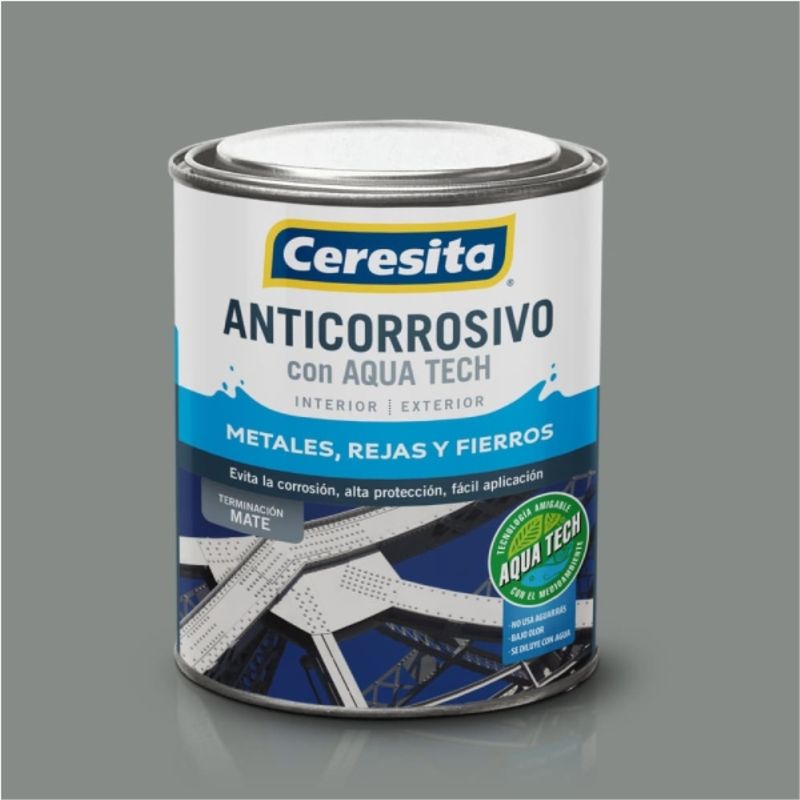 CERESITA - Anticorrosivo Aqua Tech gris 1/4 gl
