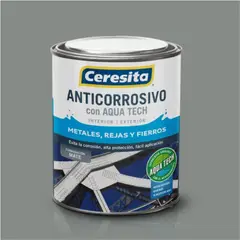 CERESITA - Anticorrosivo Aqua Tech gris 1/4 gl