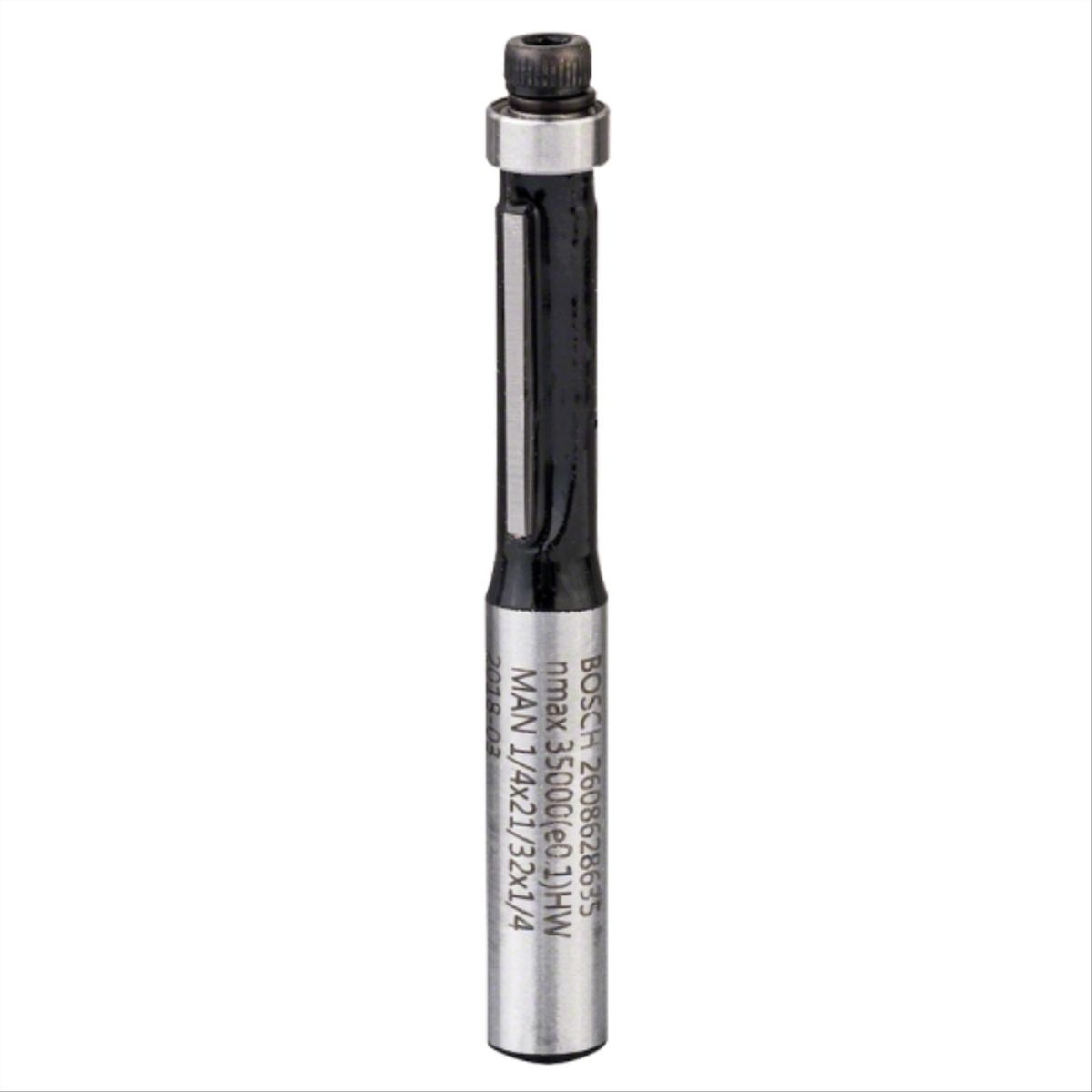 BOSCH - Fresa madera 1/4" recta con rodamiento 2 filos corte 1/4"