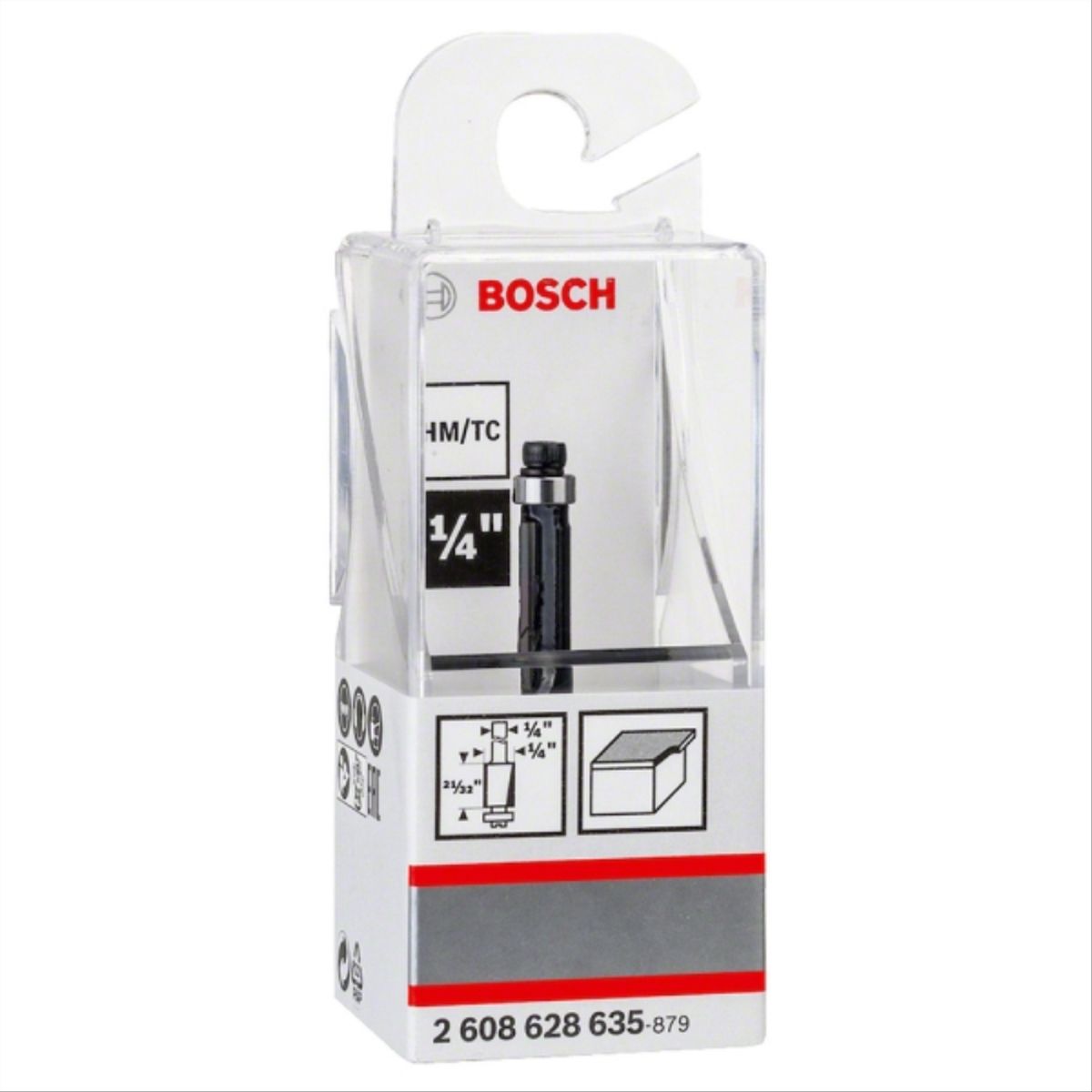 BOSCH - Fresa madera 1/4" recta con rodamiento 2 filos corte 1/4"