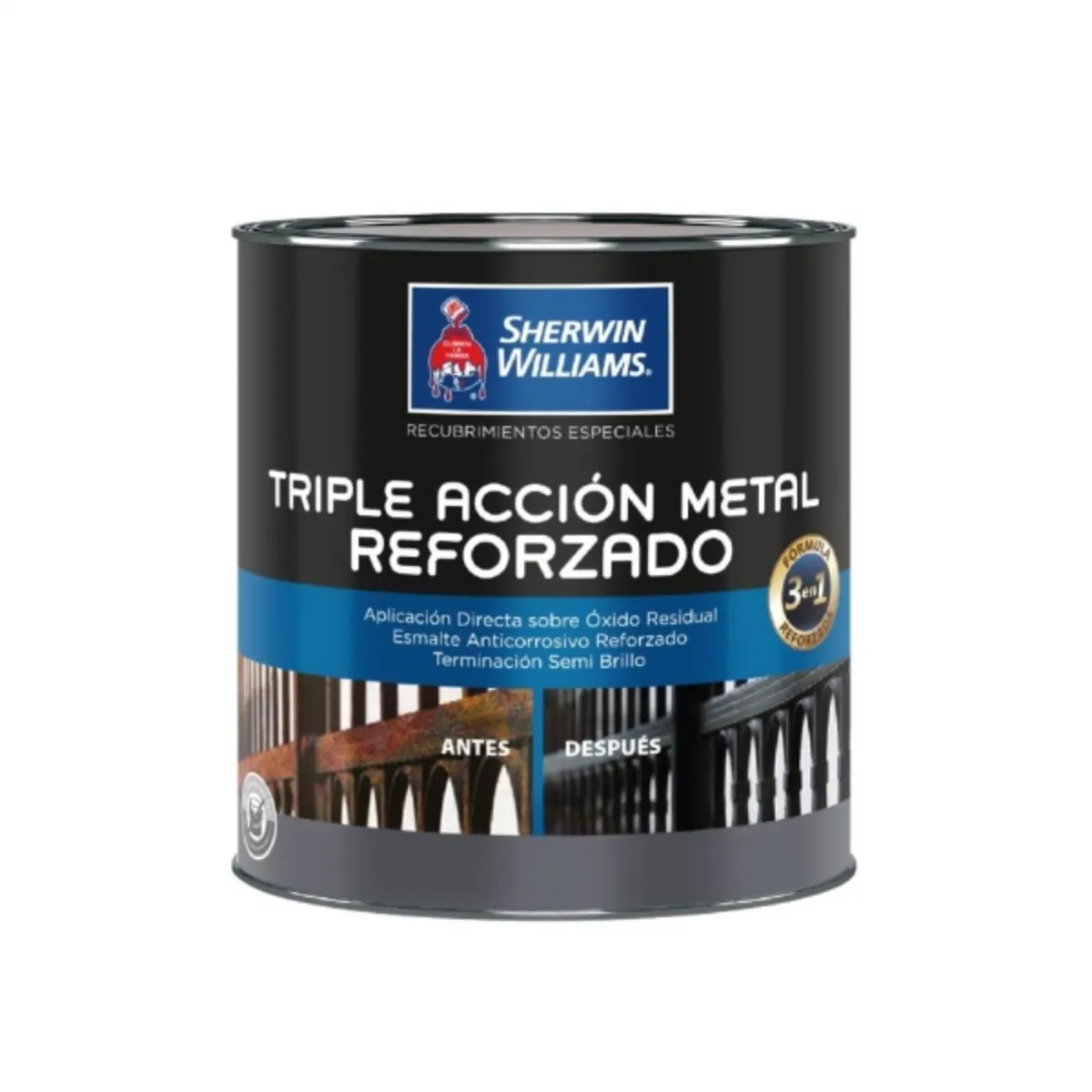 SHERWIN WILLIAMS - Esmalte anticorrosivo Triple acción reforzado gris 1/4 gal