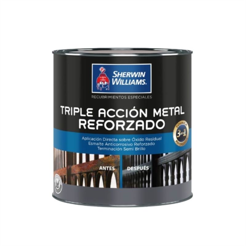 SHERWIN WILLIAMS - Esmalte anticorrosivo Triple acción reforzado gris 1/4 gal
