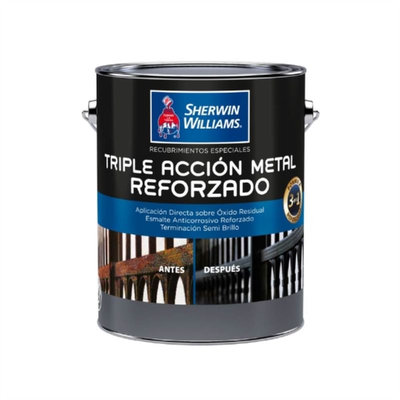 SHERWIN WILLIAMS - Esmalte anticorrosivo Triple acción reforzado negro 1 gal
