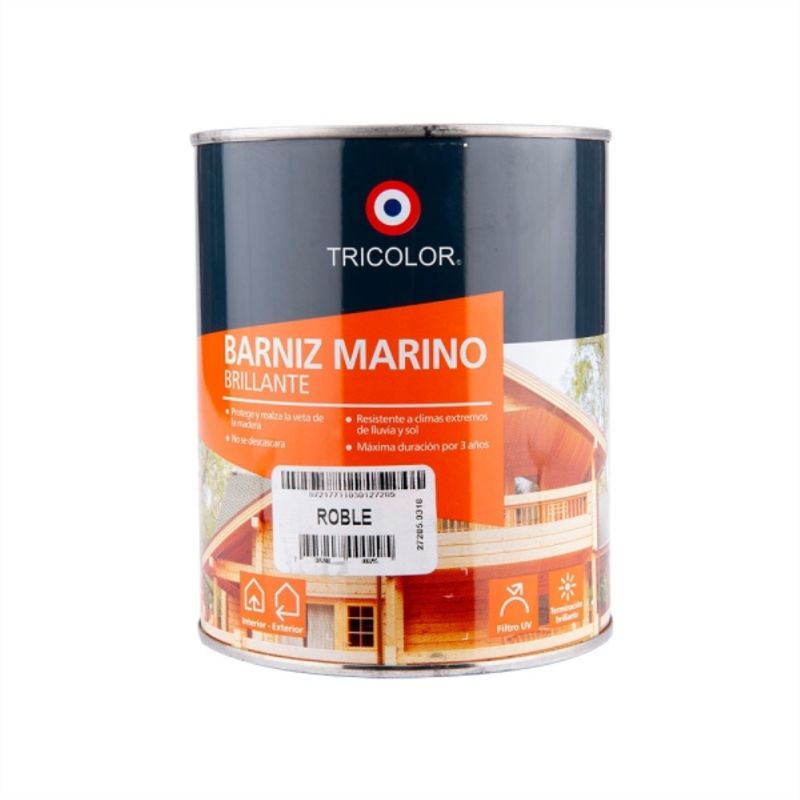 TRICOLOR - Barniz marino roble 1/4 gal