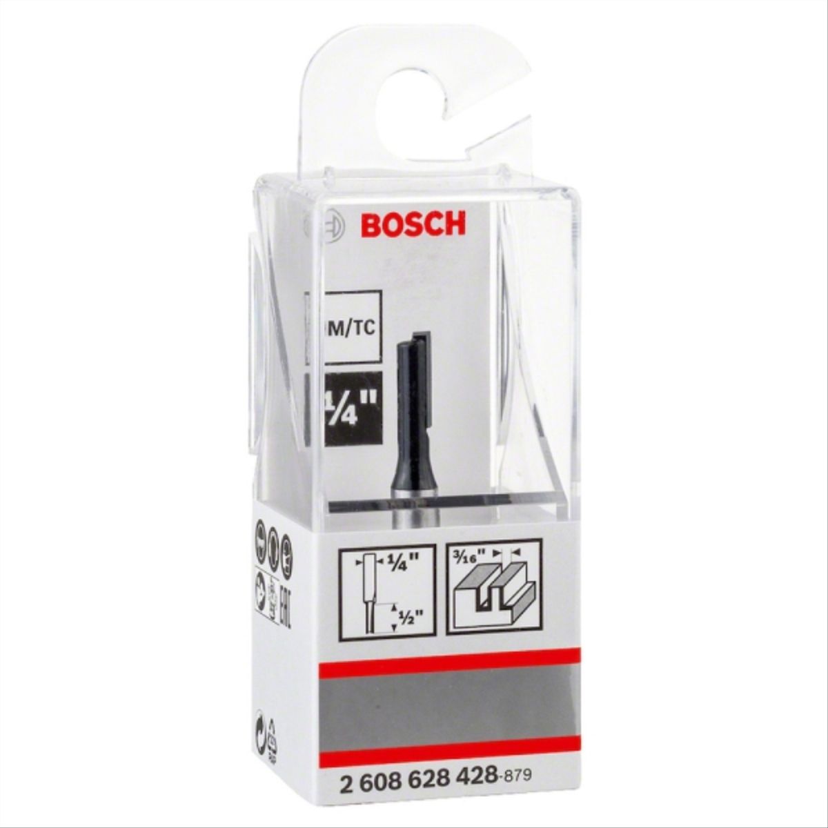 BOSCH - Fresa madera 1/4" ranura recta 1 filo corte 3/16"