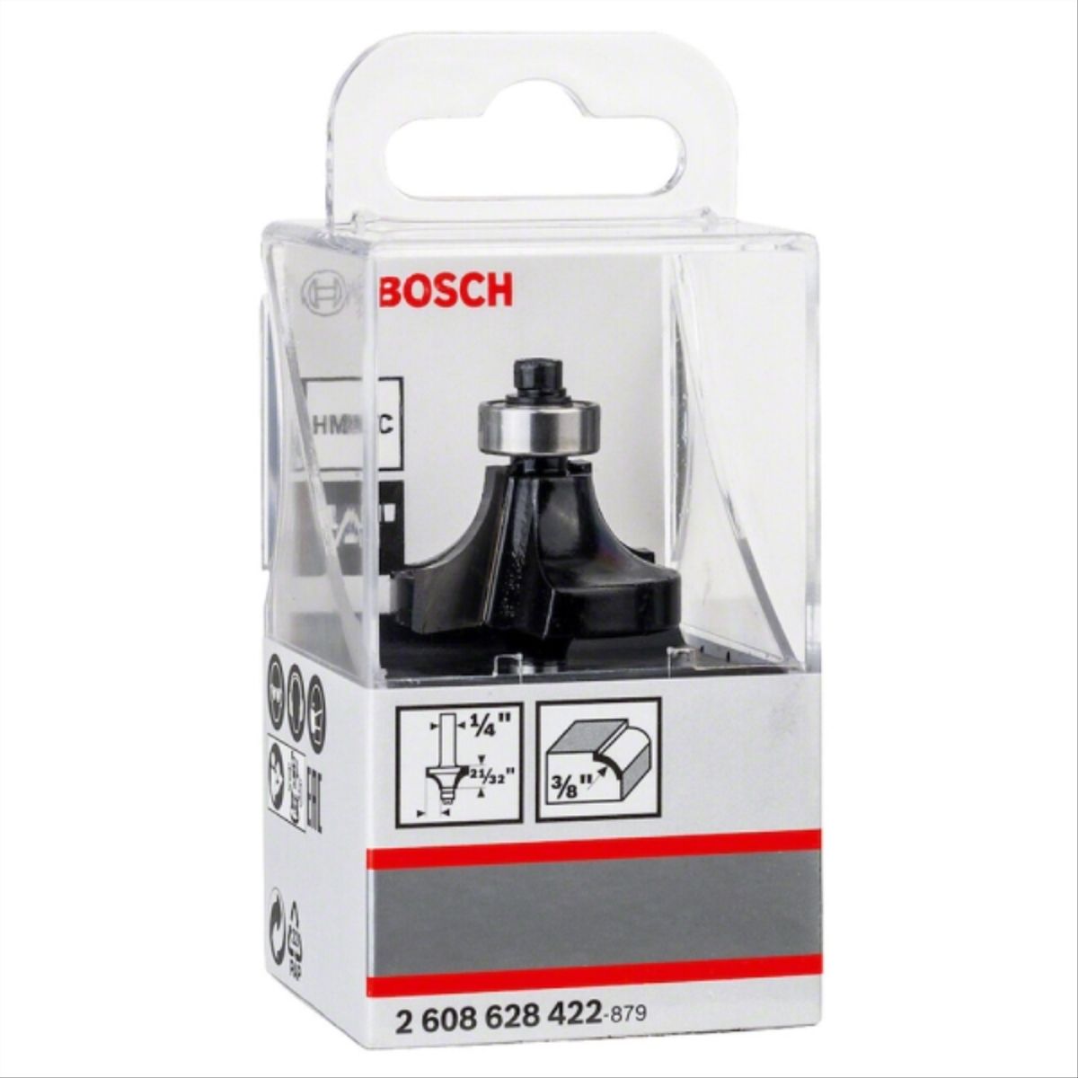 BOSCH - Fresa madera 1/4" bordes con rodamiento 2 filos corte 3/8"