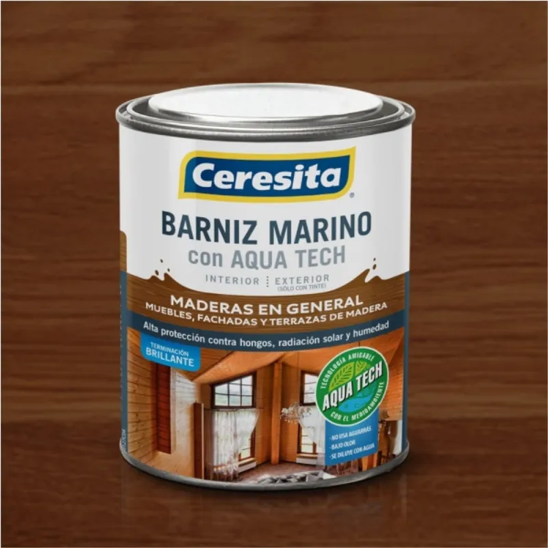 CERESITA - Barniz marino Aqua Tech caoba 1/4 gl