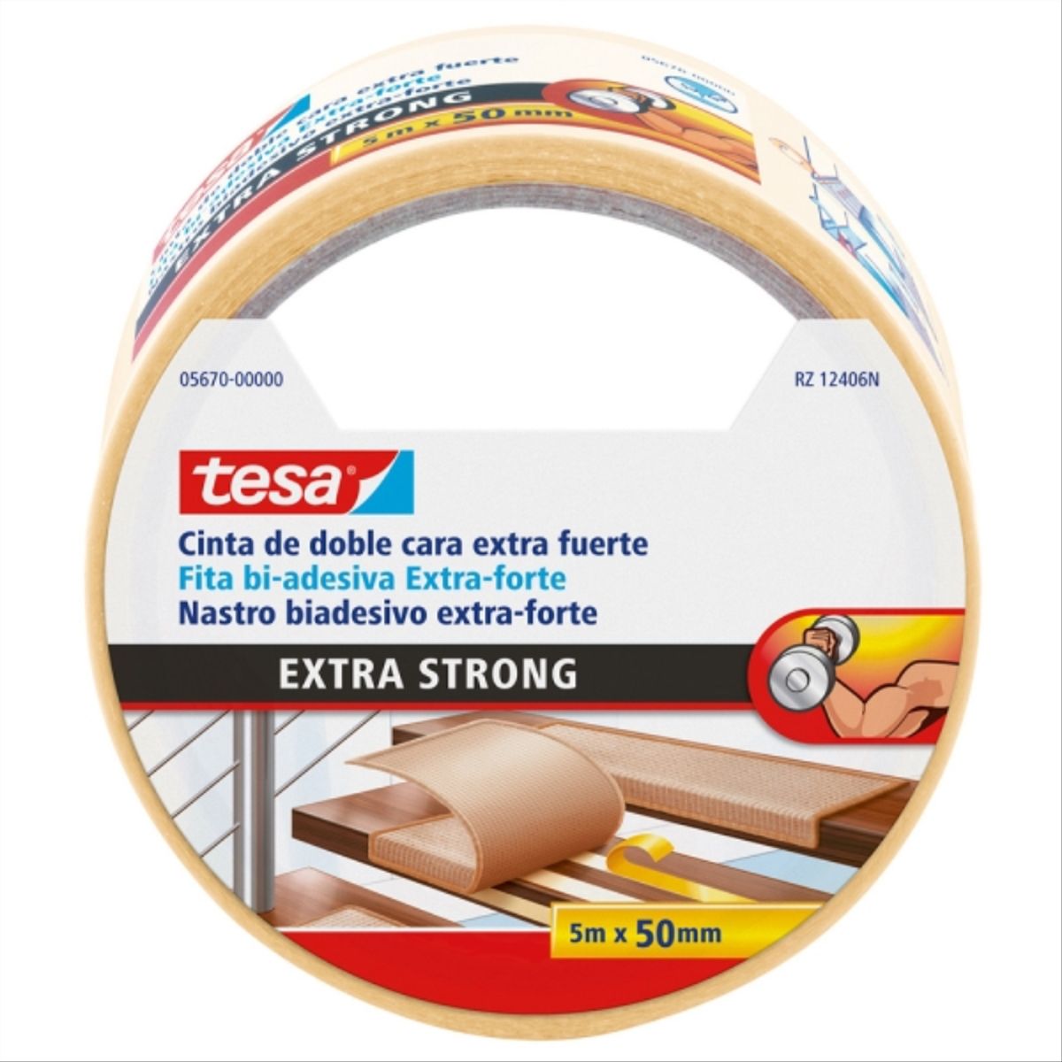 TESA - Cinta doble contacto extra fuerte 50 mm x 5 m