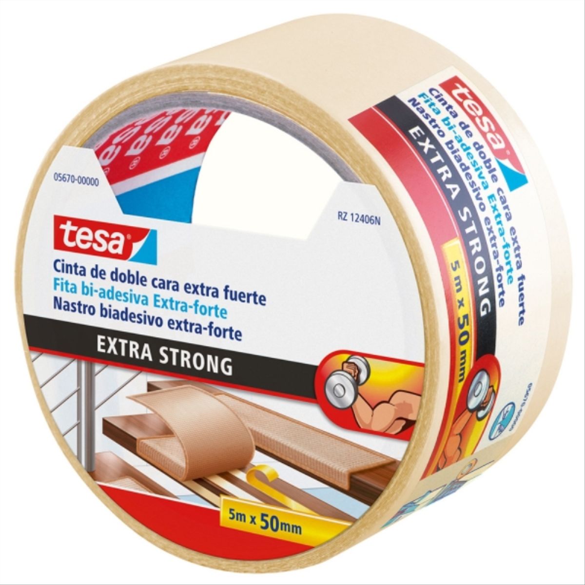 TESA - Cinta doble contacto extra fuerte 50 mm x 5 m