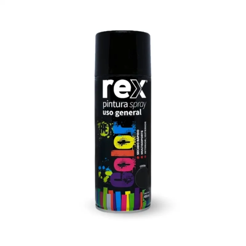 REX - Pintura Spray negro brillante 400 ml