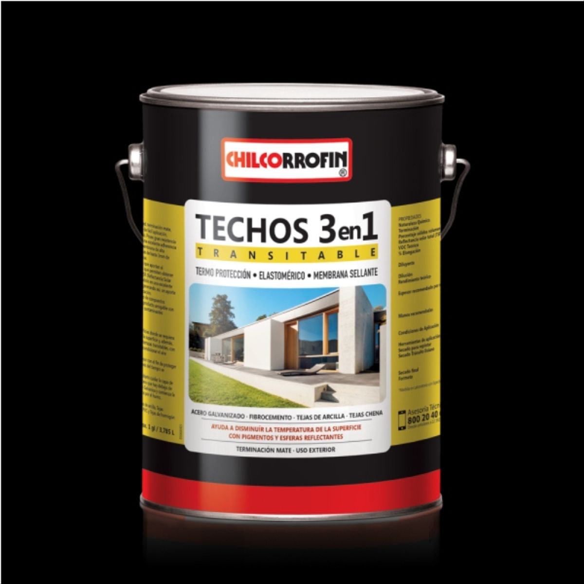 CHILCORROFIN - Pintura techo 3 en 1 negro gl