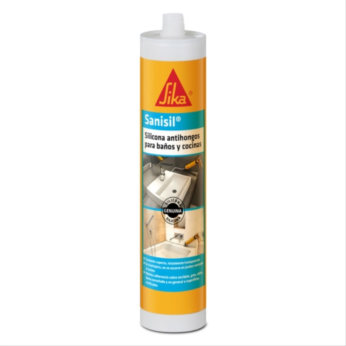 SIKA - Silicona antihongo para baño y cocina Sanisil transparente 300 ml