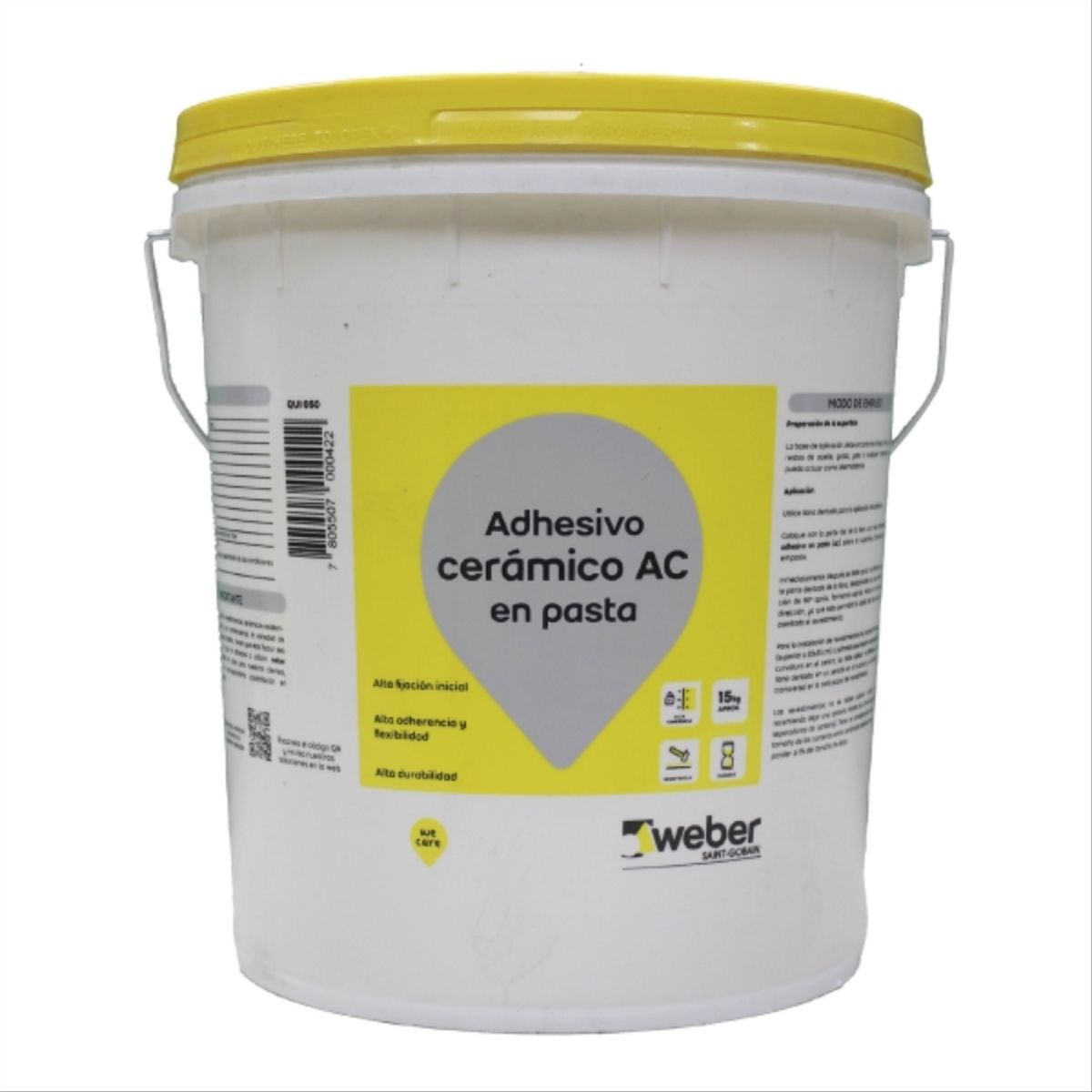 Adhesivo cerámico pasta AC 15 kg, marca WEBER - Foto Principal