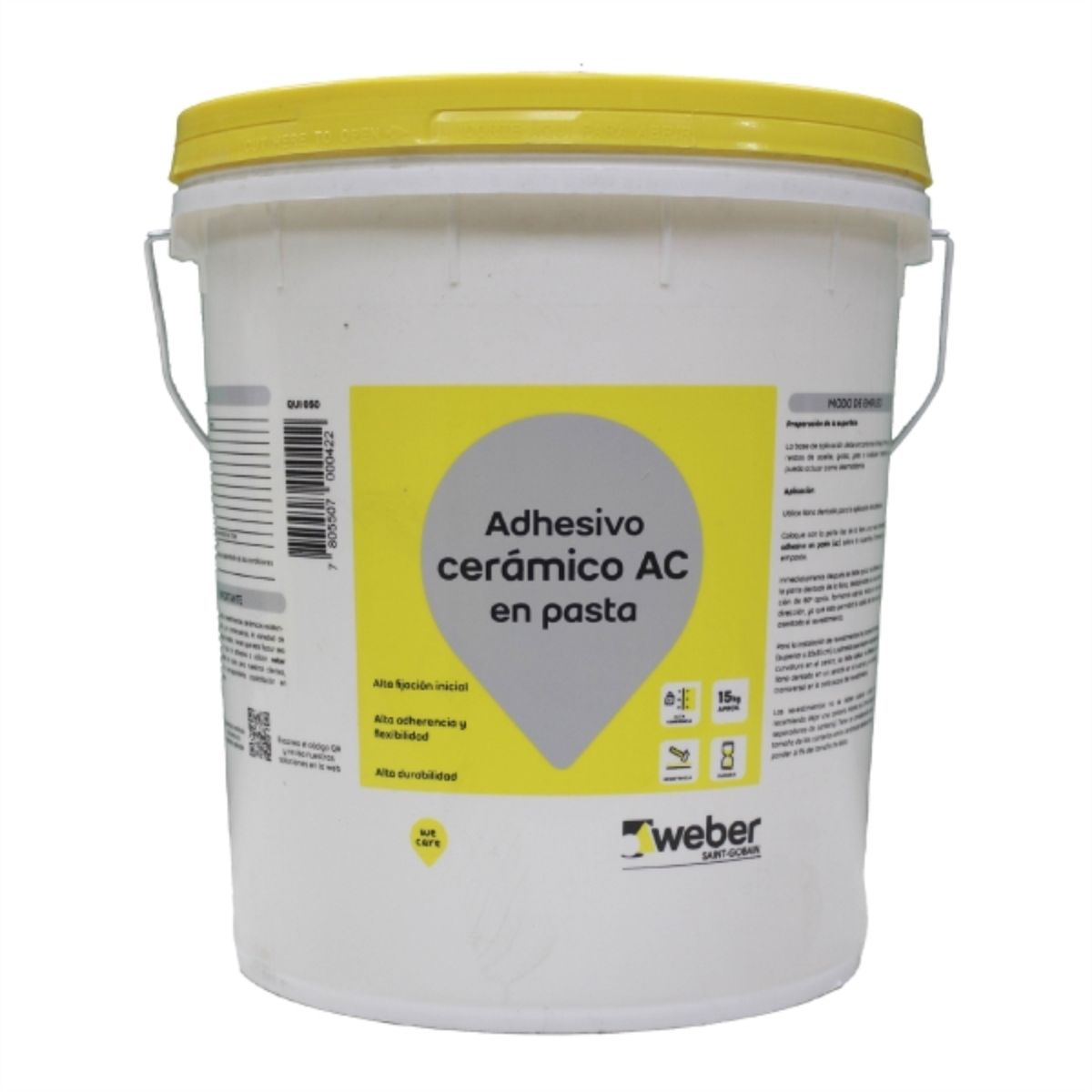 Adhesivo cerámico pasta AC 15 kg, marca WEBER - Foto Principal