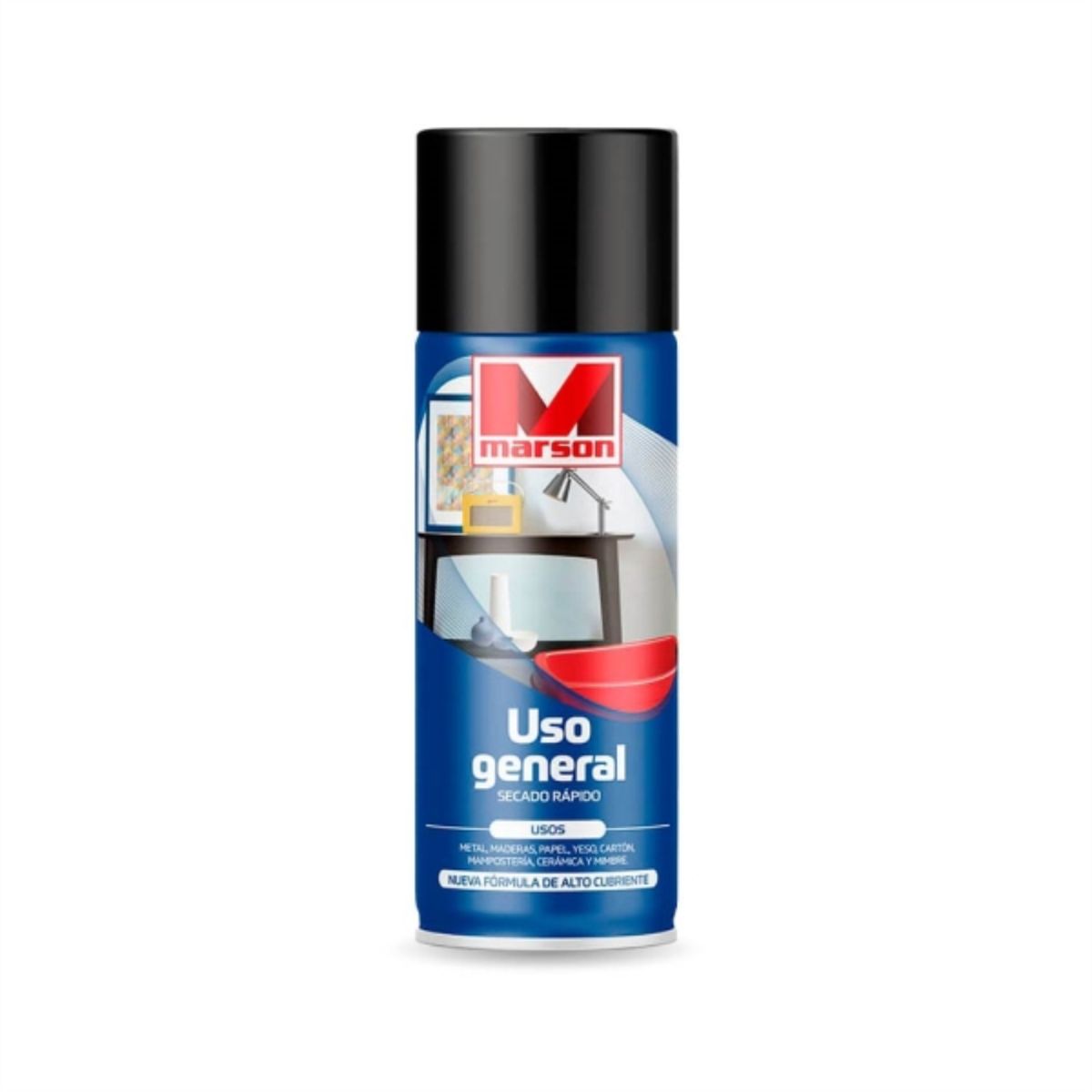 MARSON - Pintura en spray negro brillante 485 ml
