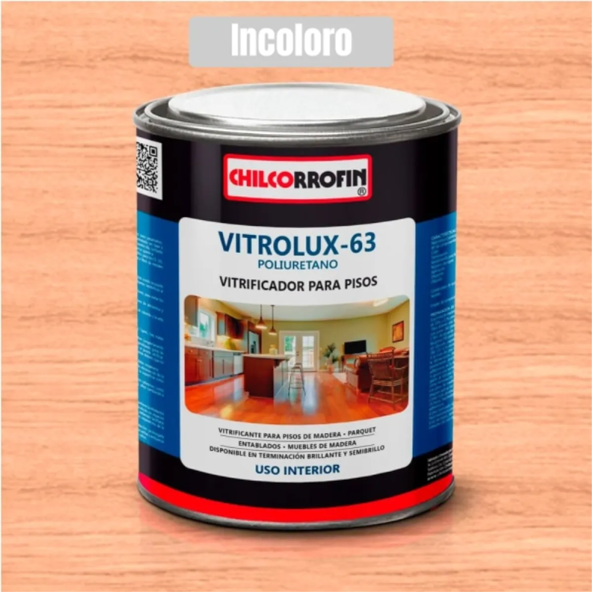 CHILCORROFIN - Vitrificante para pisos Vitrolux 63 incoloro 1/4 gal