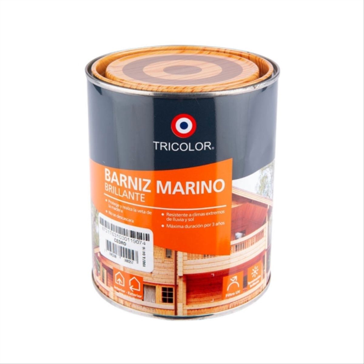 TRICOLOR - Barniz marino cedro 1/4 gal