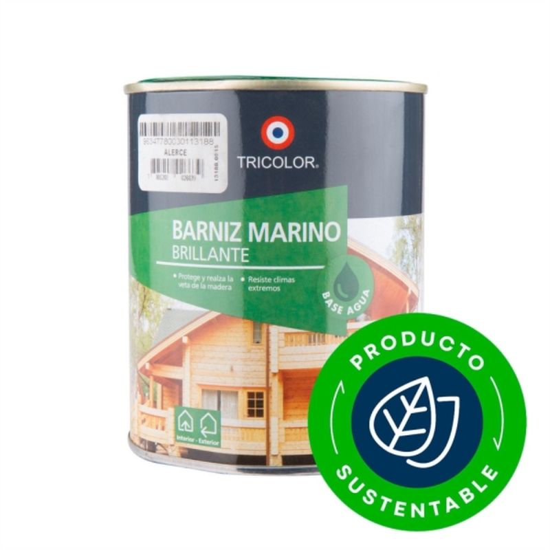 TRICOLOR - Barniz marino base agua alerce 1/4 gal