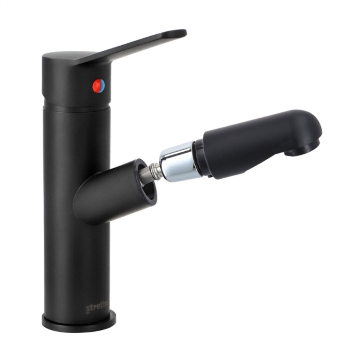 STRETTO - Monomando lavamanos negro mate Extraible Brescia