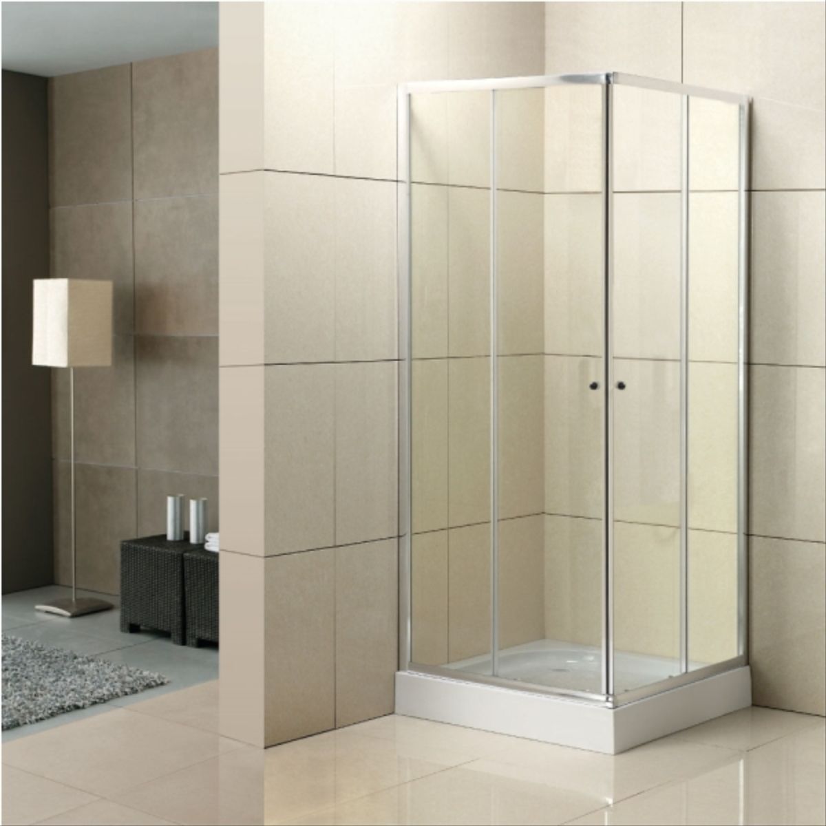 DUSCHY - Cabina de ducha cuadrada cromo 90 cm 4 mm