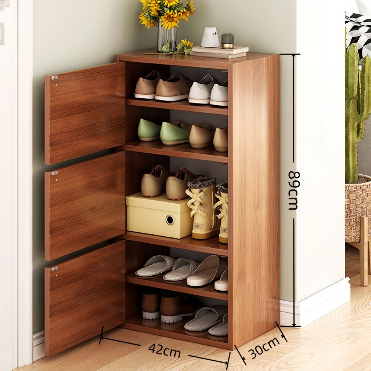 GENERICO - Zapatero Madera 5 Divisiones 89x30x42cm