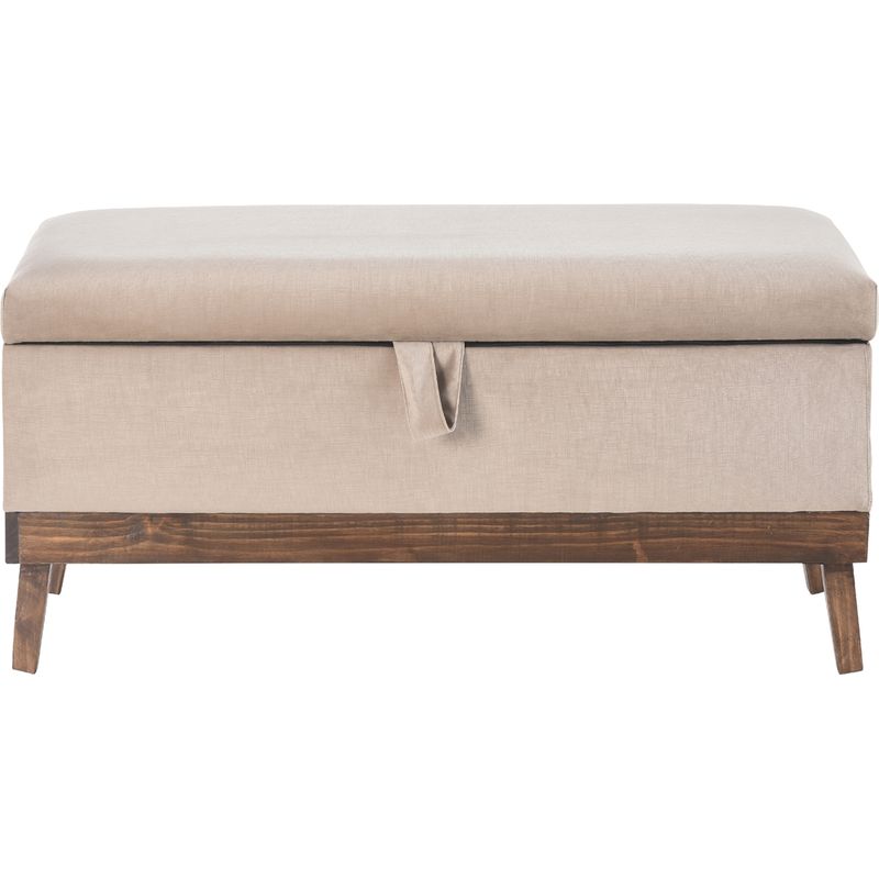GENERICO - Banqueta Incy con Baúl Felpa Beige120x40x50 Máxima Design