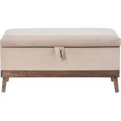 GENERICO - Banqueta Incy con Baúl Felpa Beige120x40x50 Máxima Design