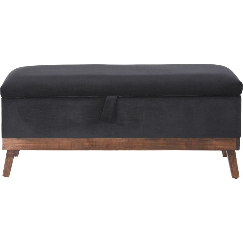 GENERICO - Banqueta Incy con Baúl Felpa Negro 120x40x50 Máxima Design