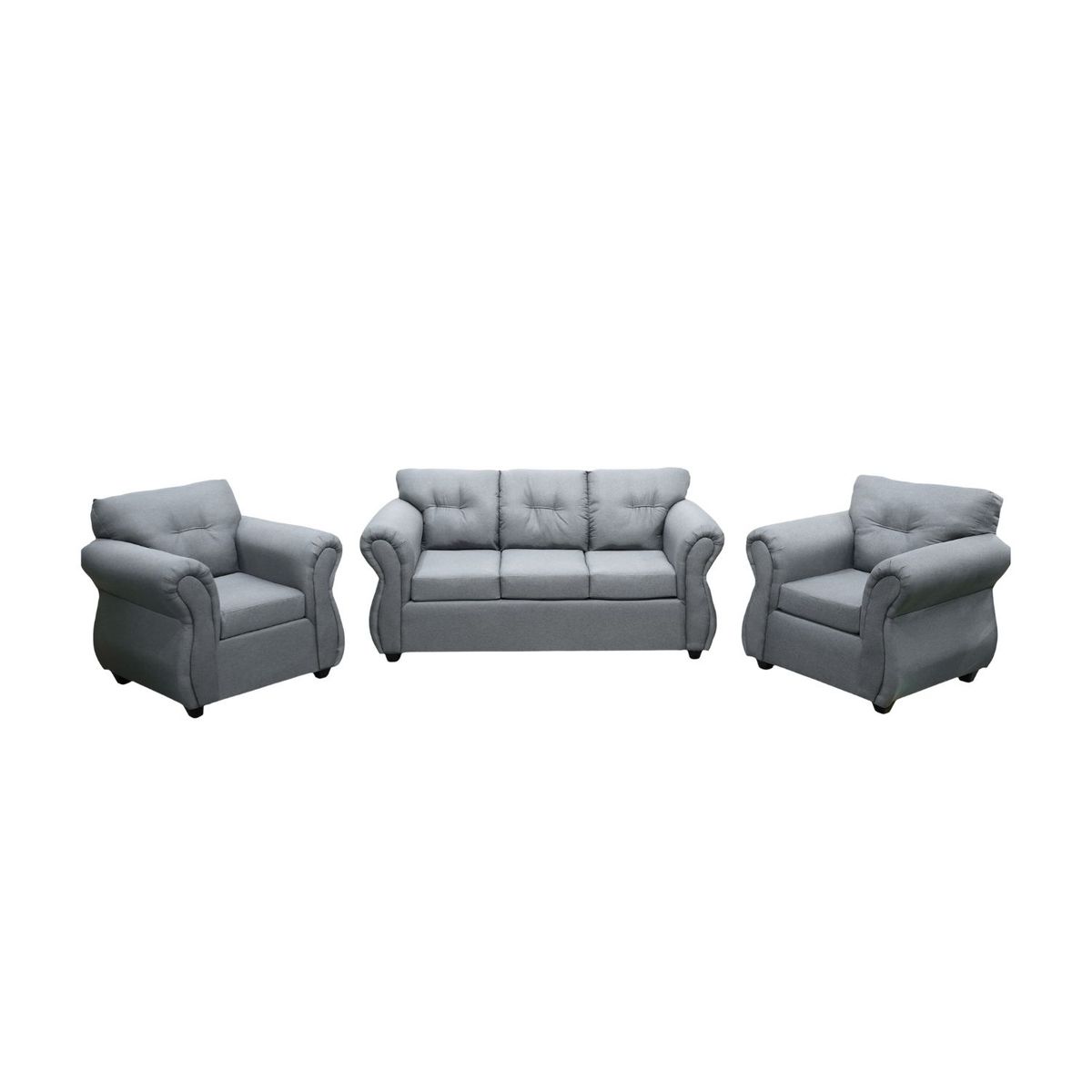 FANCY HOGAR - Juego de Living Génesis 3-1-1 Tela Gris