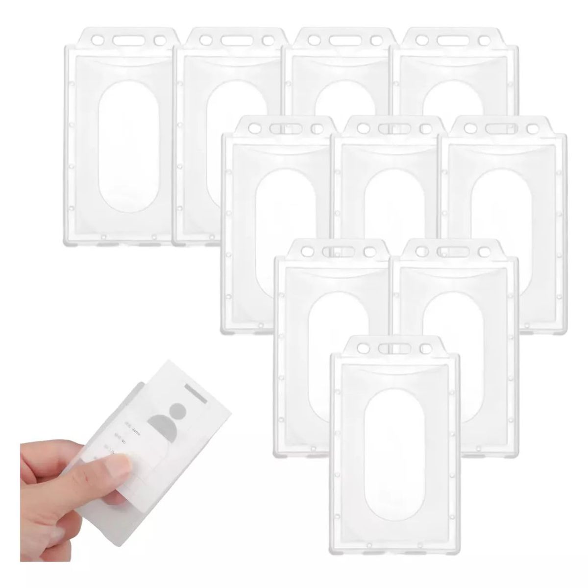 KINDA NICE - Pack 50 Pcs Porta Credencial Plastico Transparente Rigido