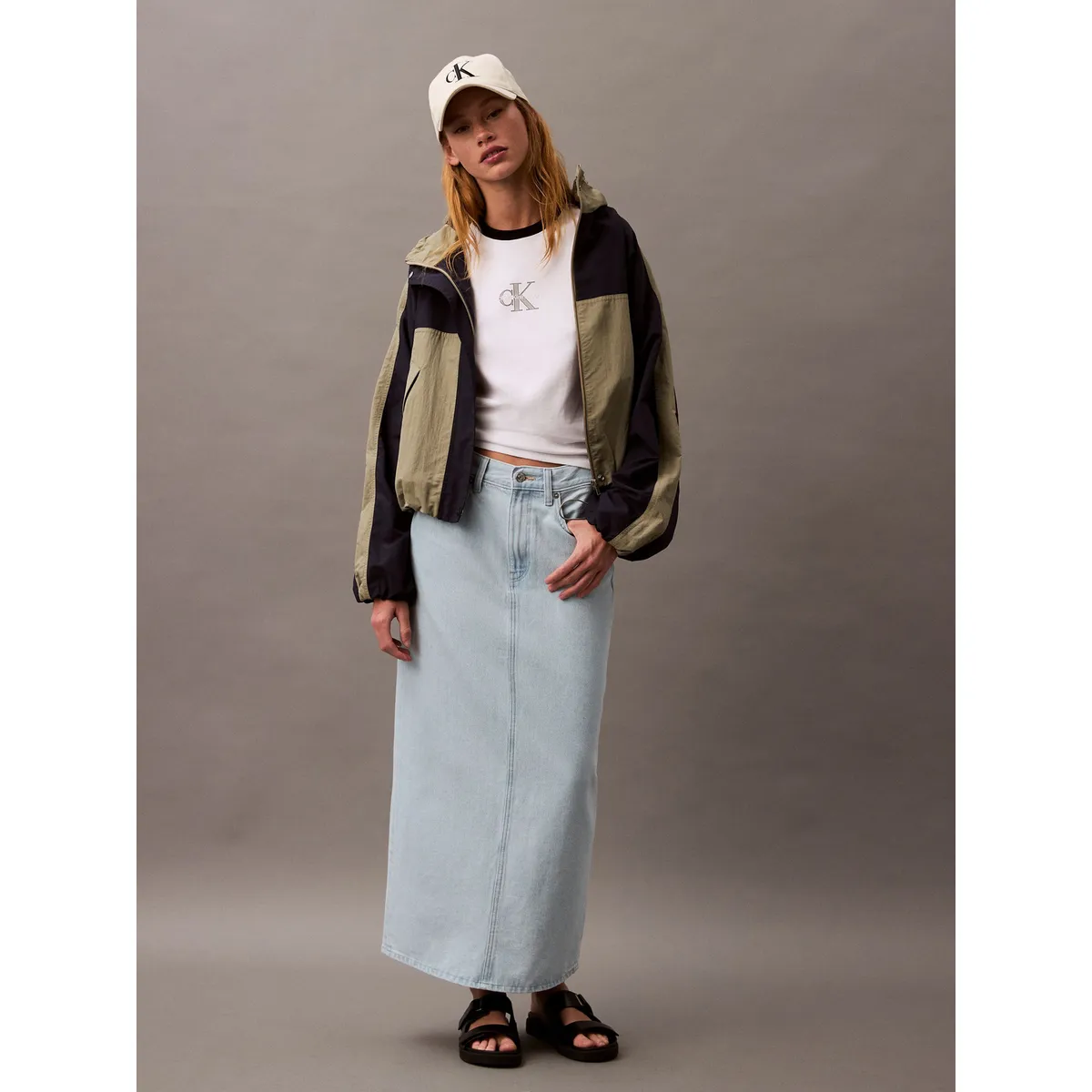 CALVIN KLEIN - Falda Denim Maxi Celeste Calvin Klein