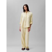 Pantalón de Gasa Doble con Cintura Elástica Amarillo