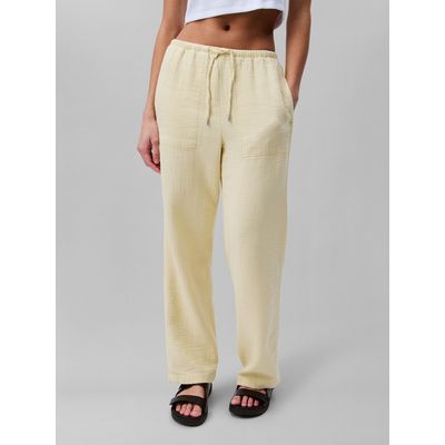 Imagen 2 del producto Pantalón de Gasa Doble con Cintura Elástica Amarillo