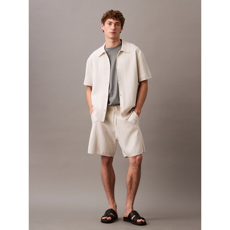 CALVIN KLEIN - Short de Malla Jacquard Beige Calvin Klein