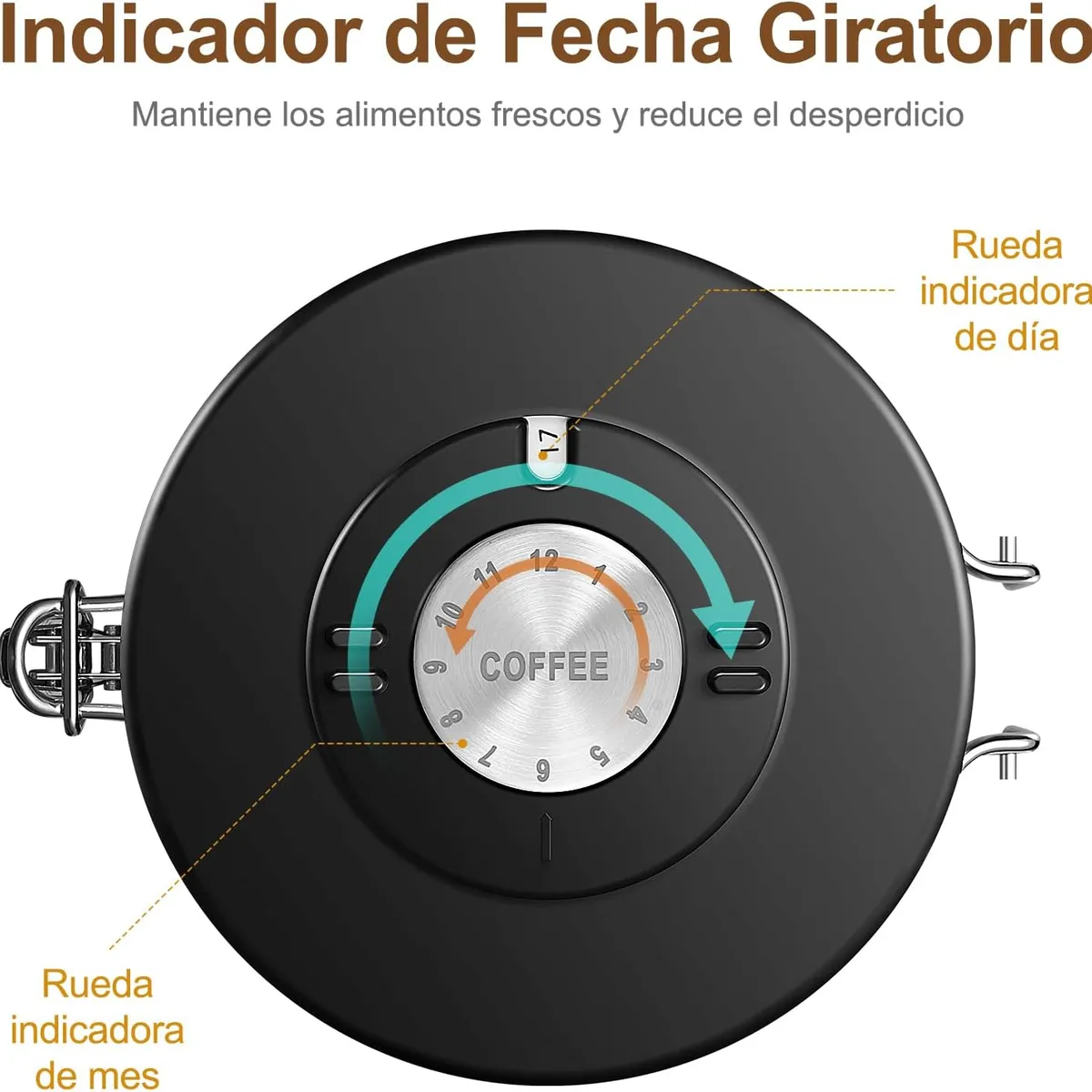 KUANGYE - Lata De Café Contenedor De Alimentos Sellado 1,5 L