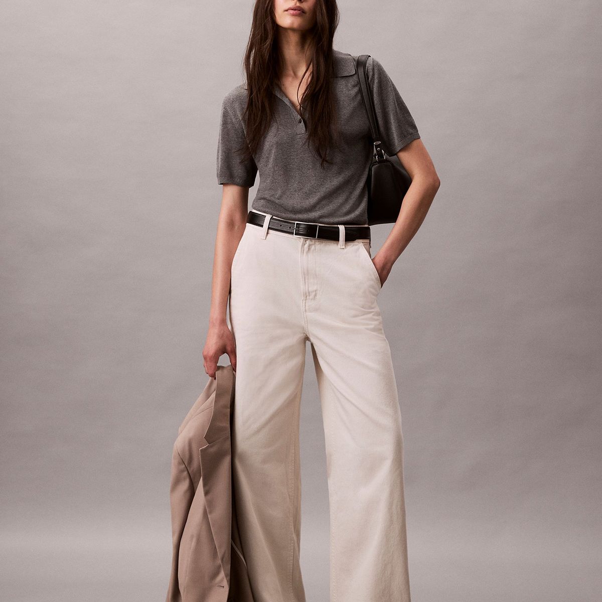 CALVIN KLEIN - Pantalón Barrel Soft Bone Beige Calvin Klein