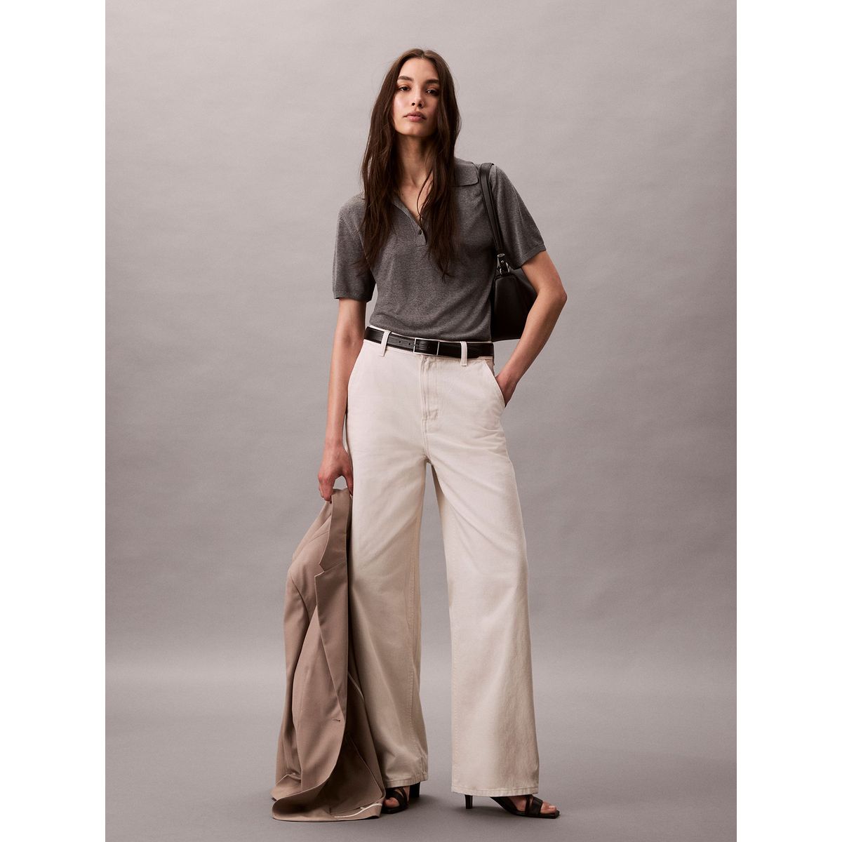 CALVIN KLEIN - Pantalón Barrel Soft Bone Beige Calvin Klein