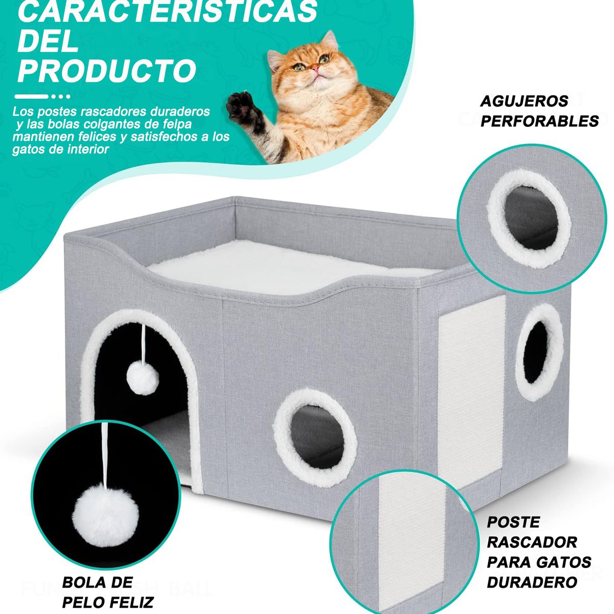 WELDMON - Cama Nido para Mascotas y cama gatos Con rascador para gatos