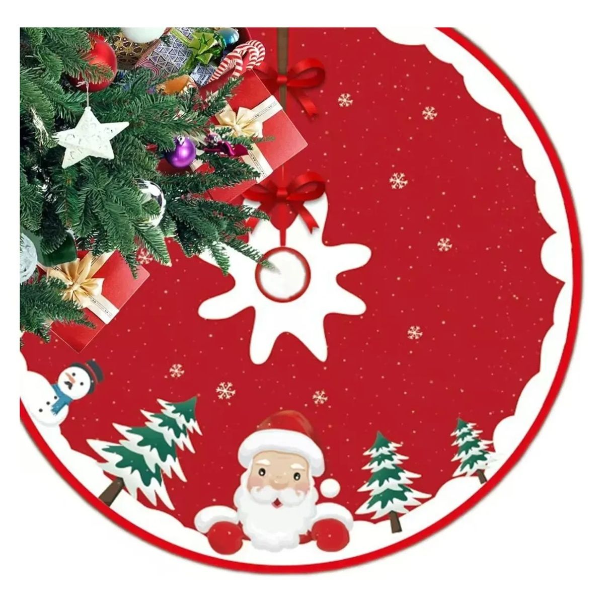 KUANGYE - Faldón Para Árbol De Navidad 120cm Decoración Pie De Árbol