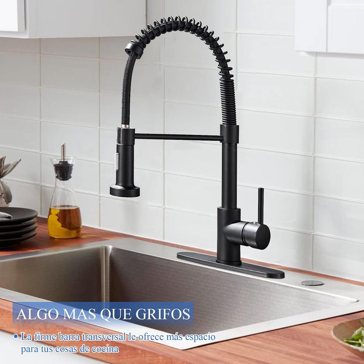 WELDMON - Acero inoxidable Grifo de cocina 360° Giro Palanca Negro