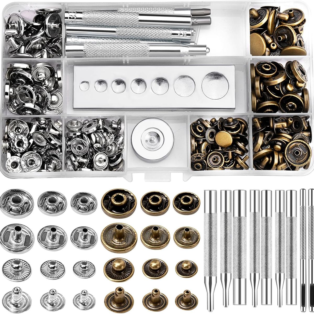 KUANGYE - 250p Herramienta Botón Metal Broche Remache Presión Snap Kam